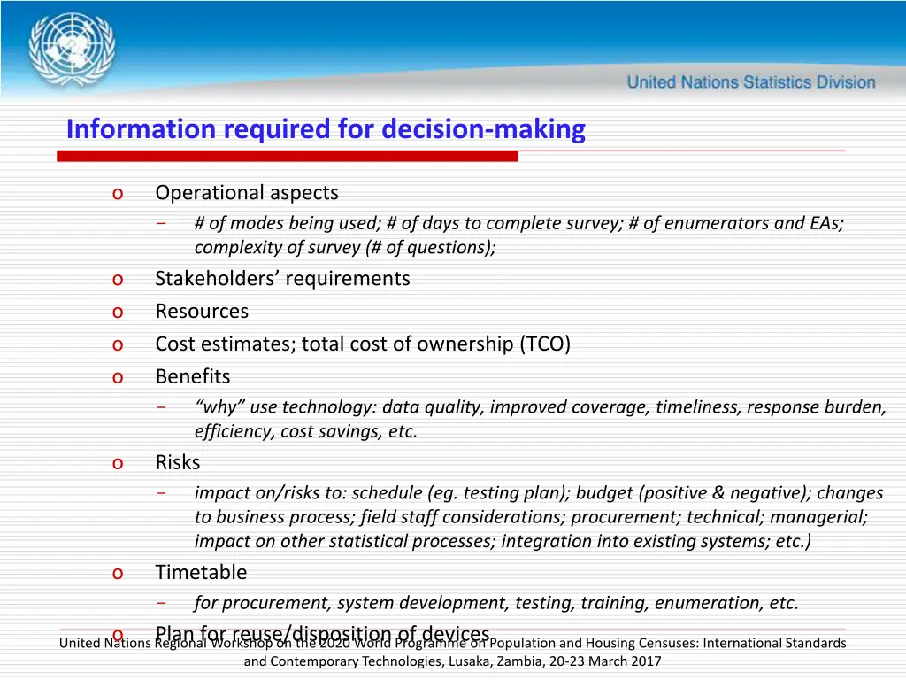 information required for decision making