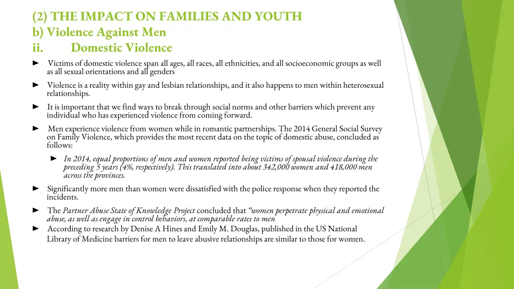 2 the impact on families and youth b violence 1
