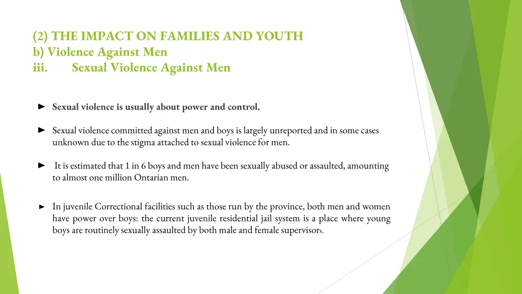 2 the impact on families and youth b violence 3