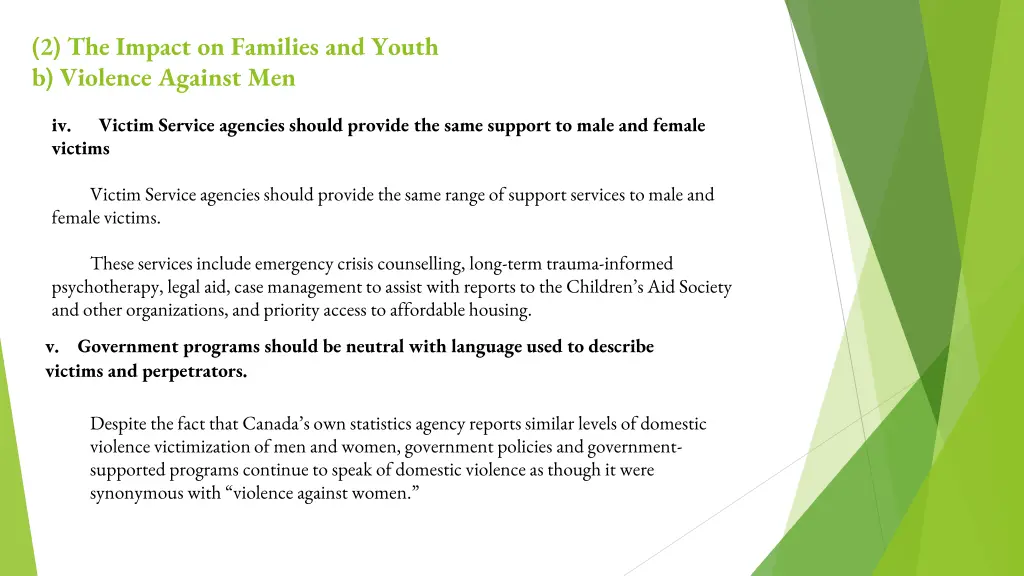 2 the impact on families and youth b violence 7