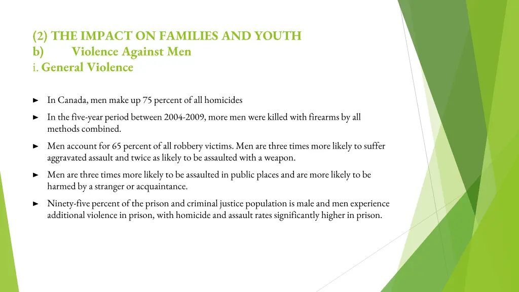 2 the impact on families and youth b violence