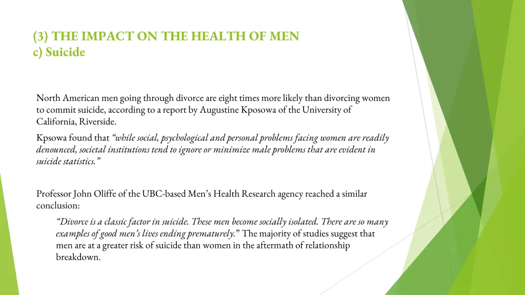 3 the impact on the health of men c suicide 1