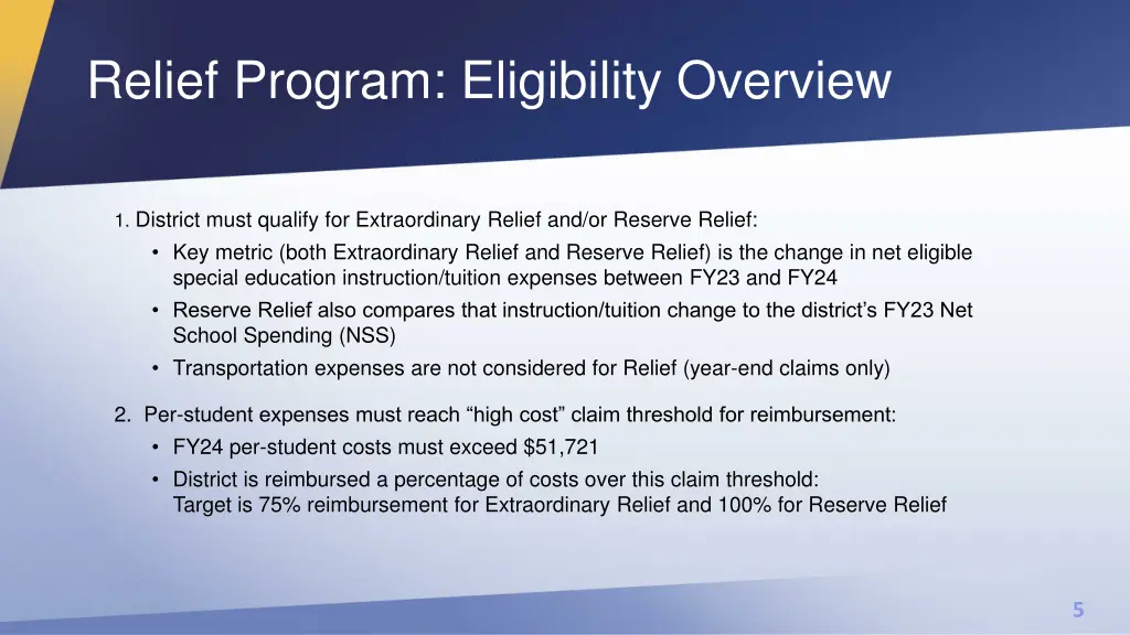 relief program eligibility overview