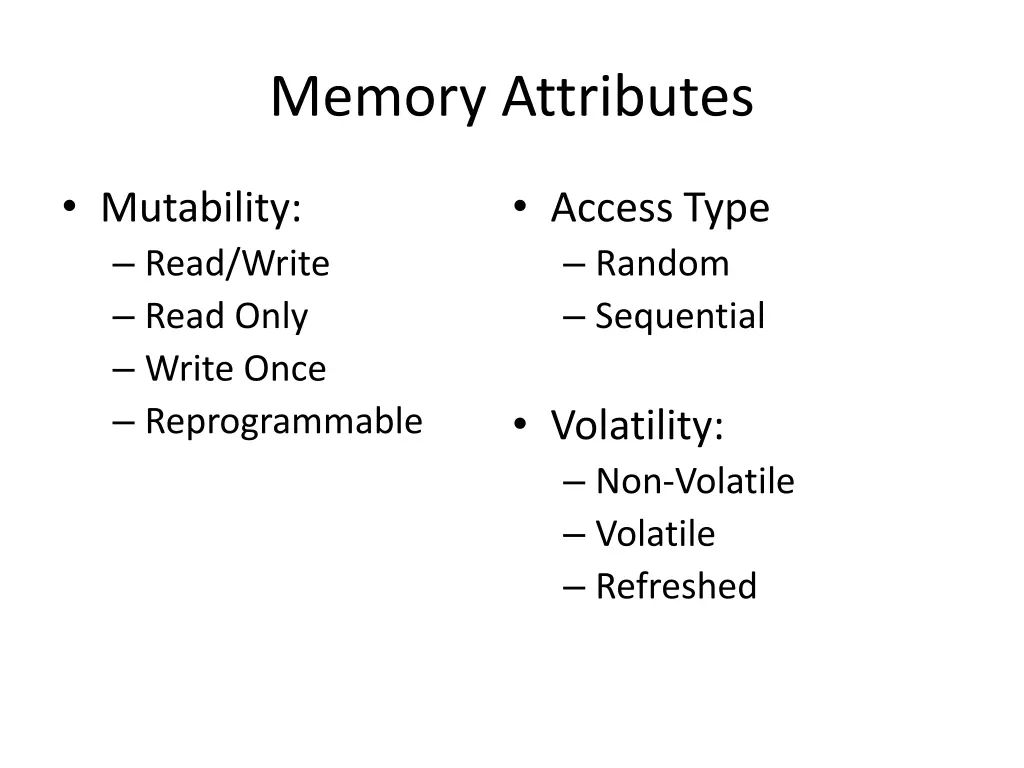 memory attributes