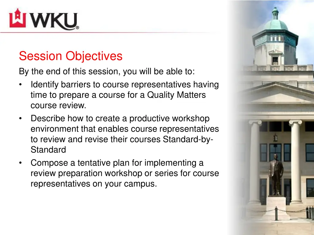 session objectives by the end of this session