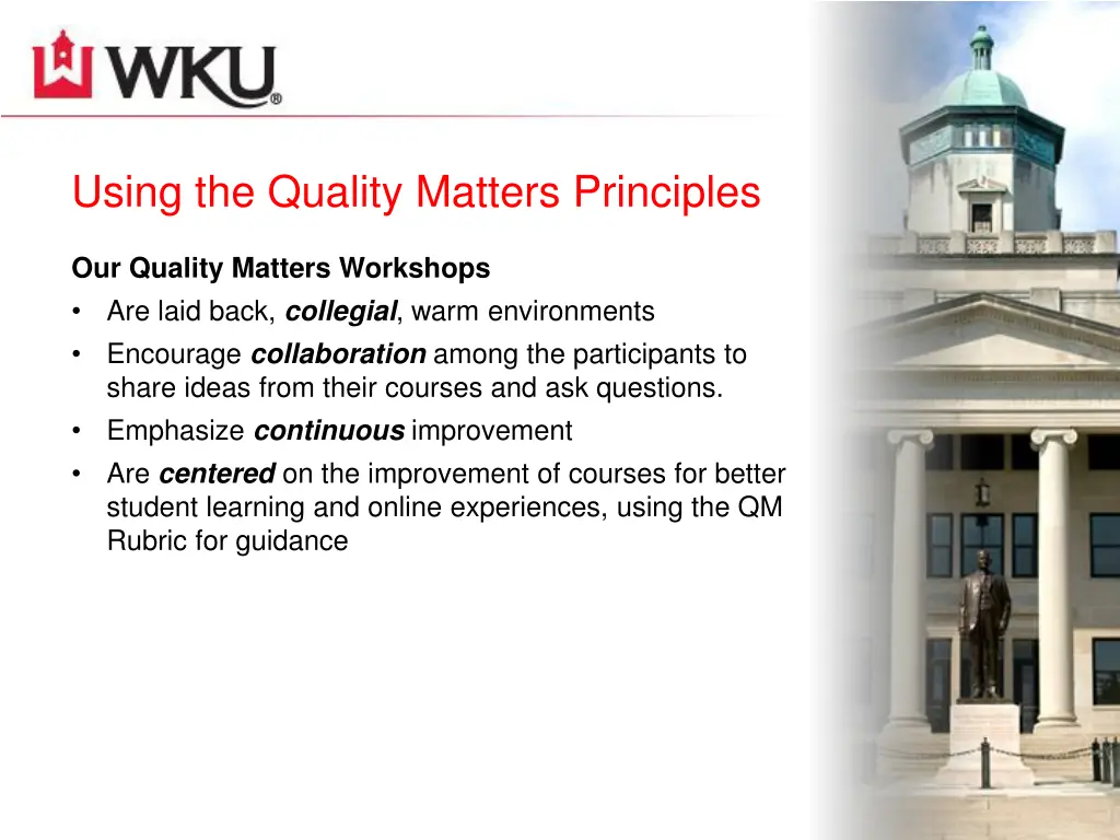 using the quality matters principles