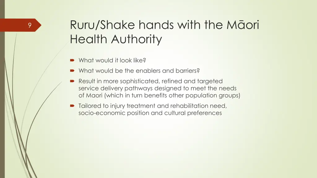 ruru shake hands with the m ori health authority
