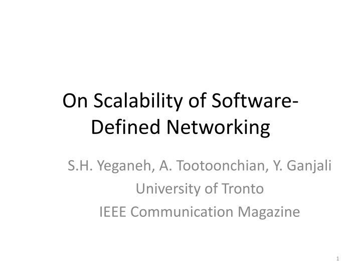 on scalability of software defined networking
