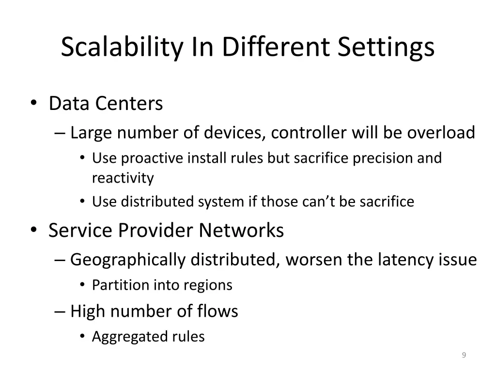 scalability in different settings