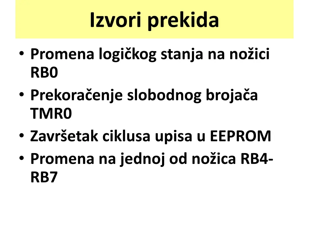 izvori prekida