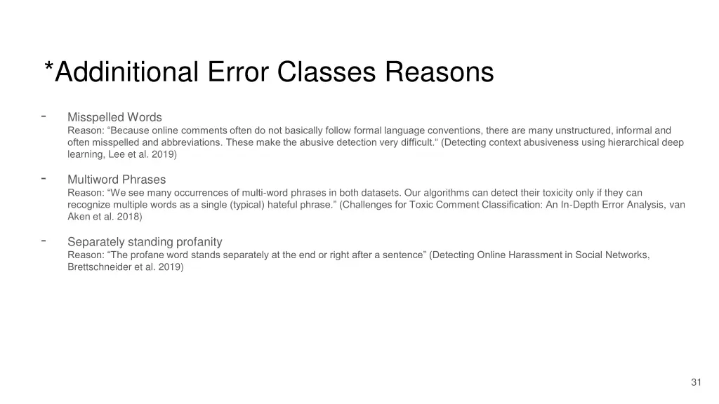 addinitional error classes reasons 1