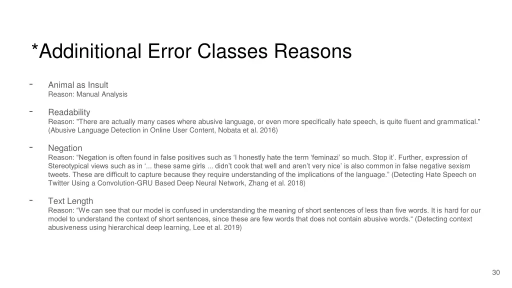 addinitional error classes reasons