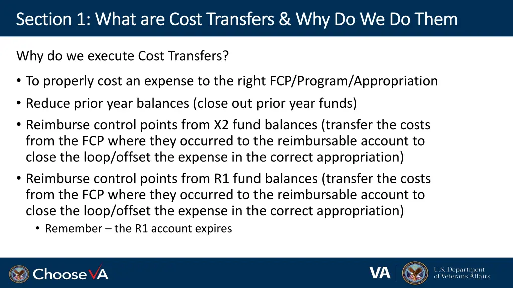 section 1 what are cost transfers 1