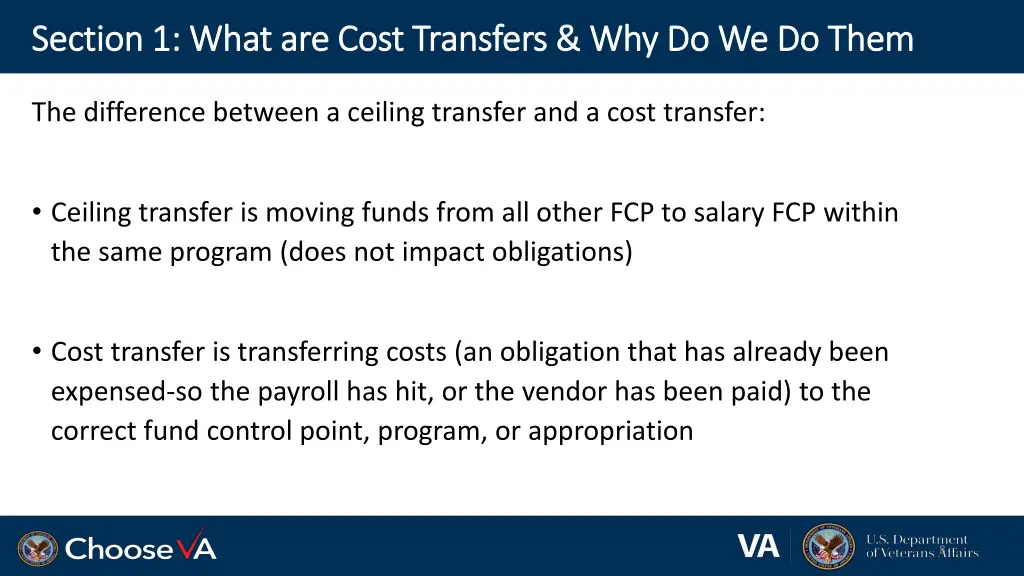 section 1 what are cost transfers 2