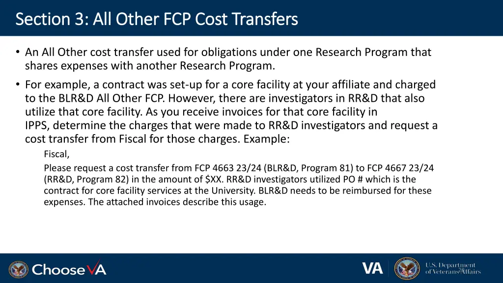 section 3 all other fcp cost transfers section