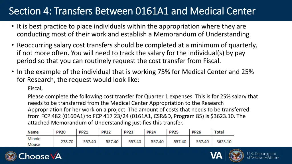 section 4 transfers between 0161a1 and medical