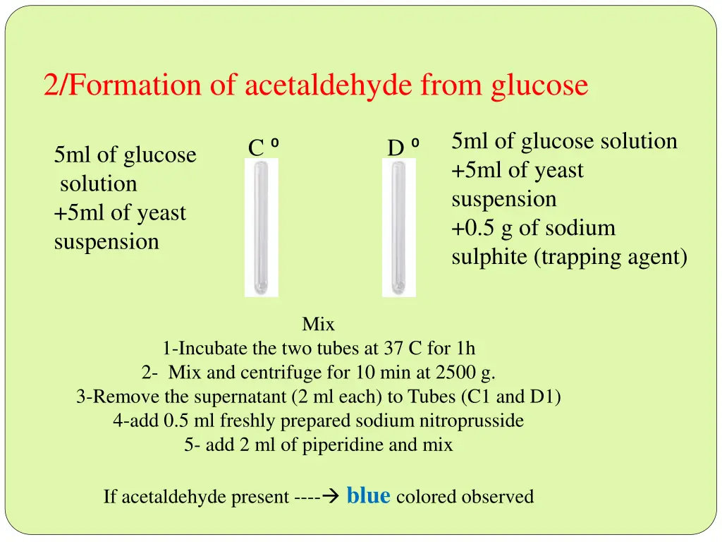 2 formation of acetaldehyde from glucose