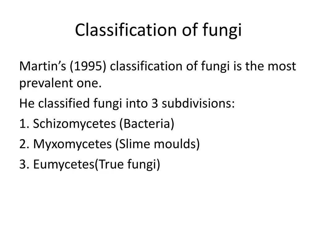 classification of fungi