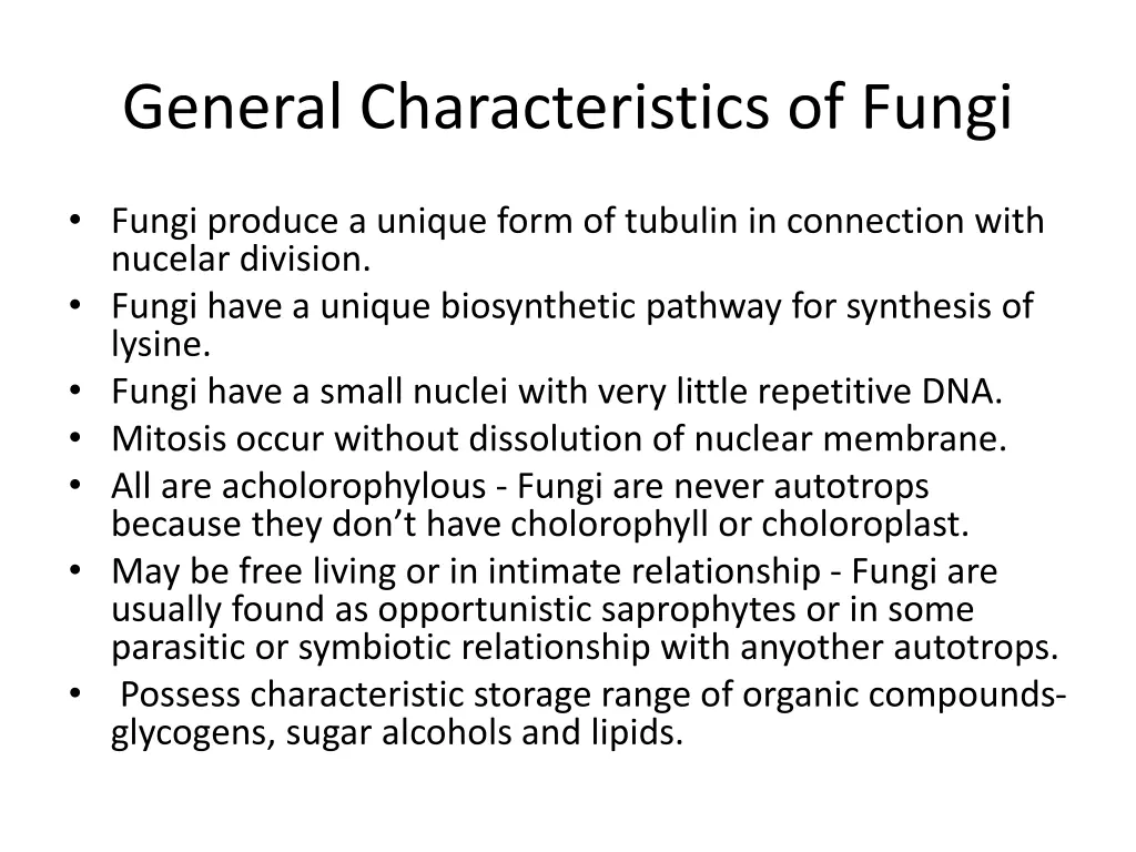 general characteristics of fungi 2