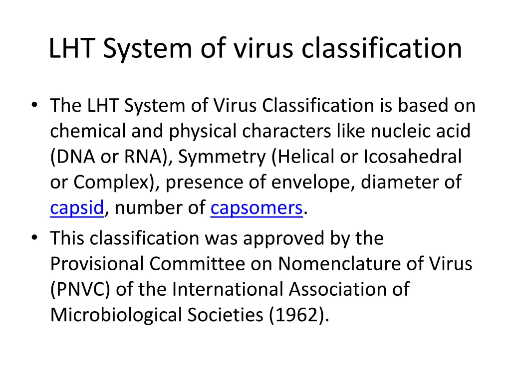 lht system of virus classification