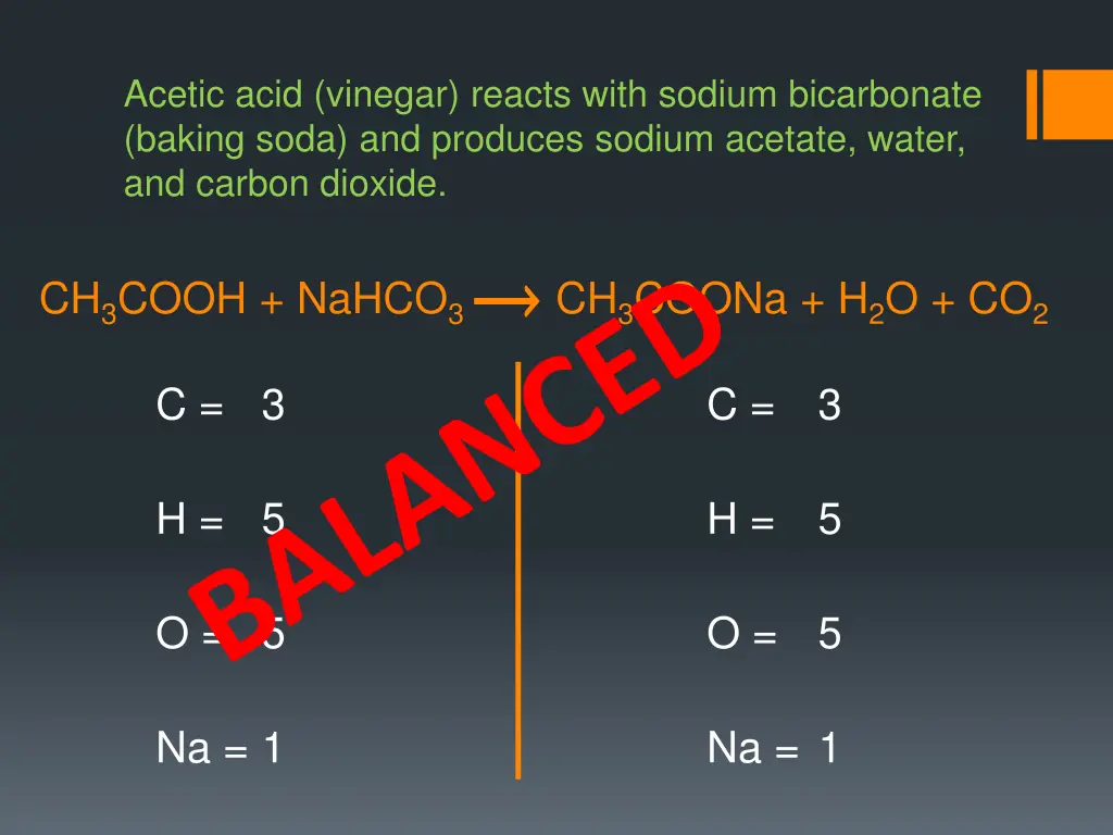 acetic acid vinegar reacts with sodium