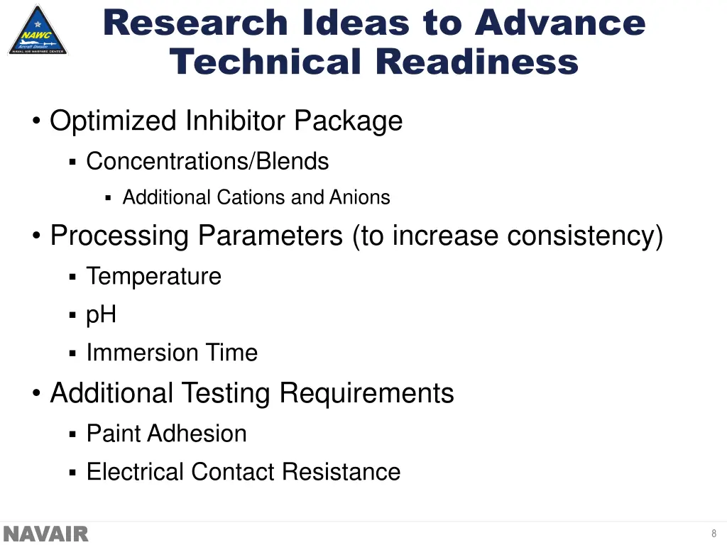 research ideas to advance technical readiness