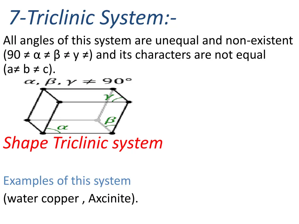 7 triclinic system all angles of this system