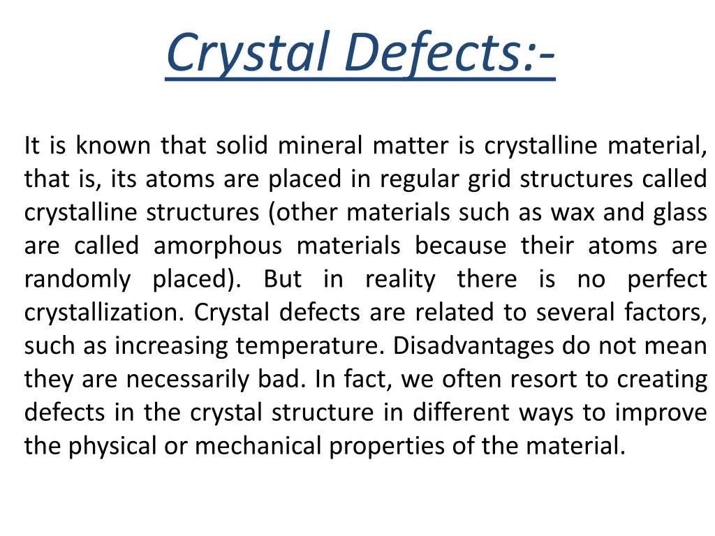 crystal defects