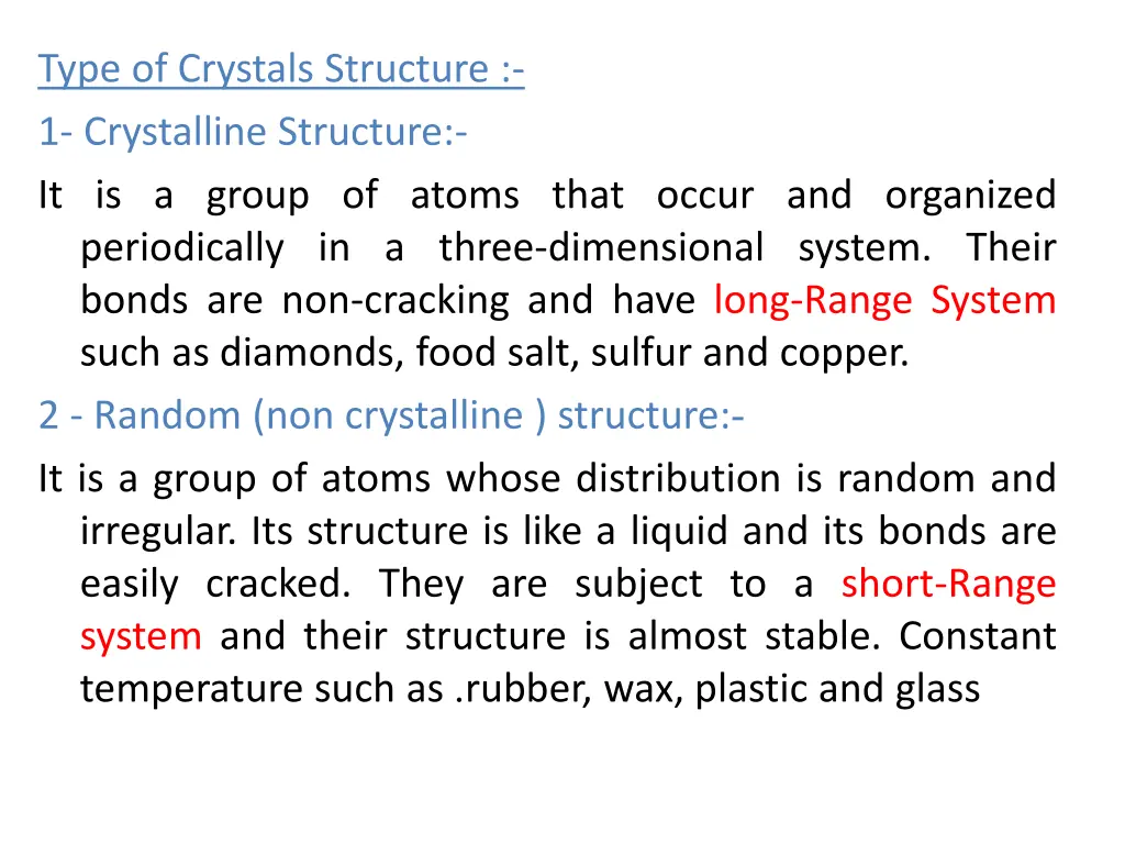 type of crystals structure 1 crystalline