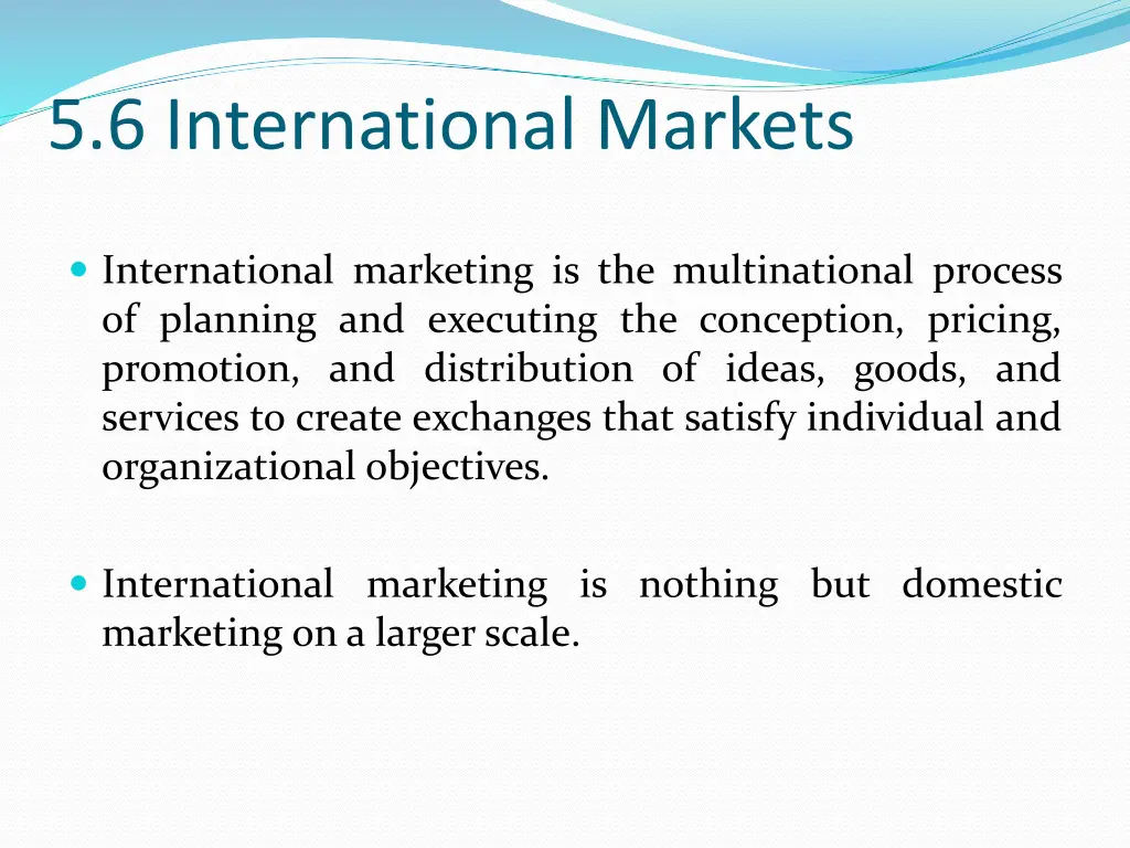 5 6 international markets