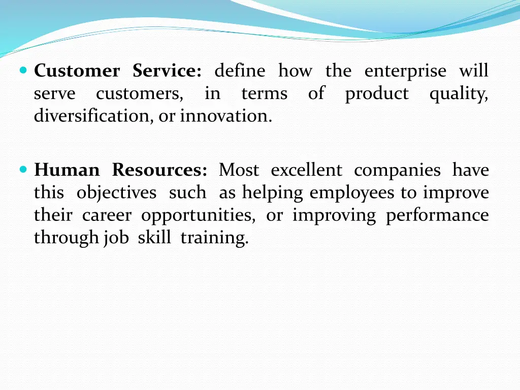 customer service define how the enterprise will