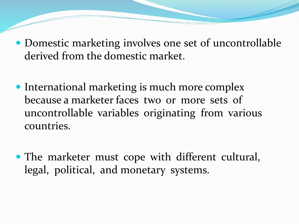 domestic marketing involves