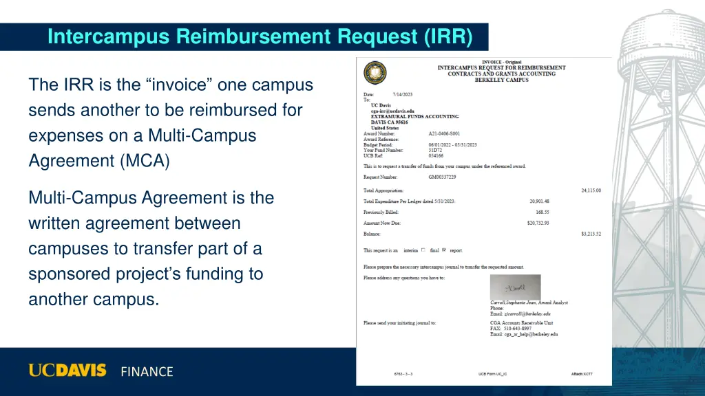 intercampus reimbursement request irr