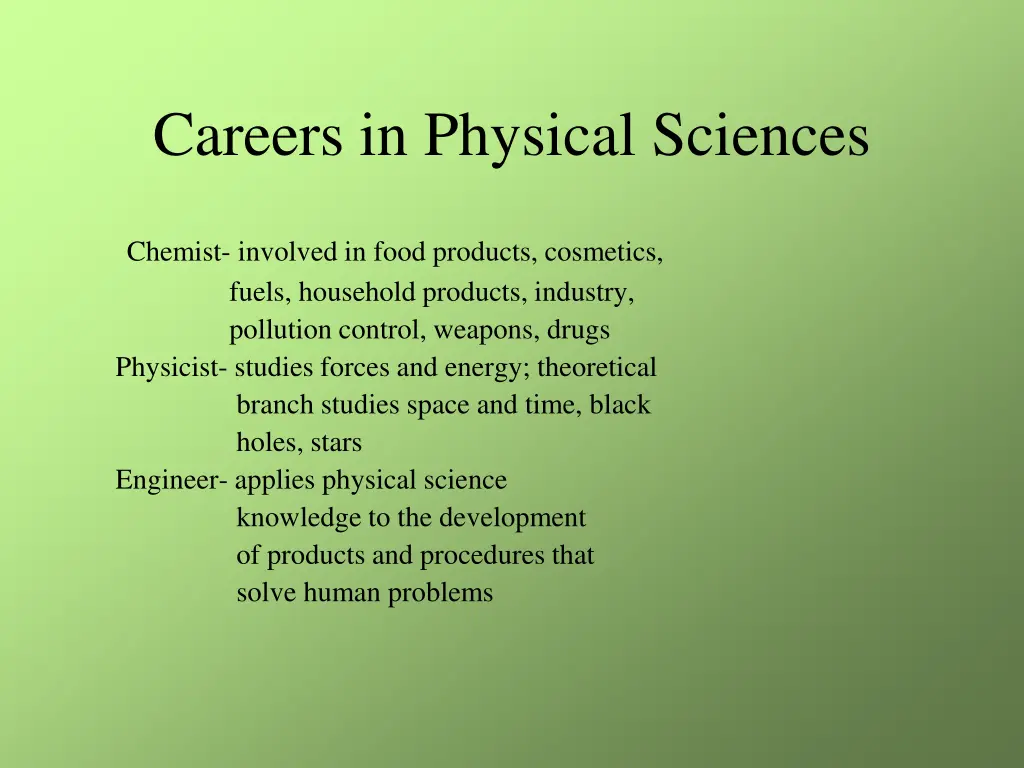 careers in physical sciences