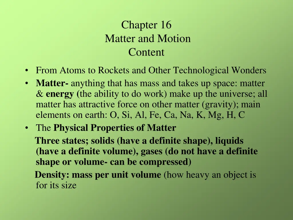 chapter 16 matter and motion content