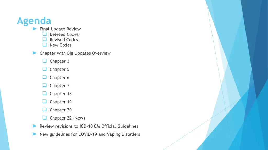 agenda final update review deleted codes revised