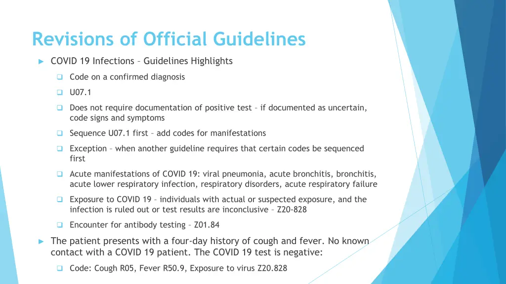 revisions of official guidelines