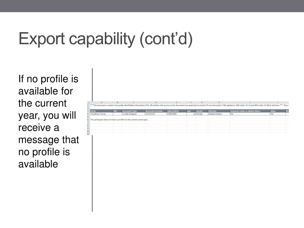 export capability cont d 2