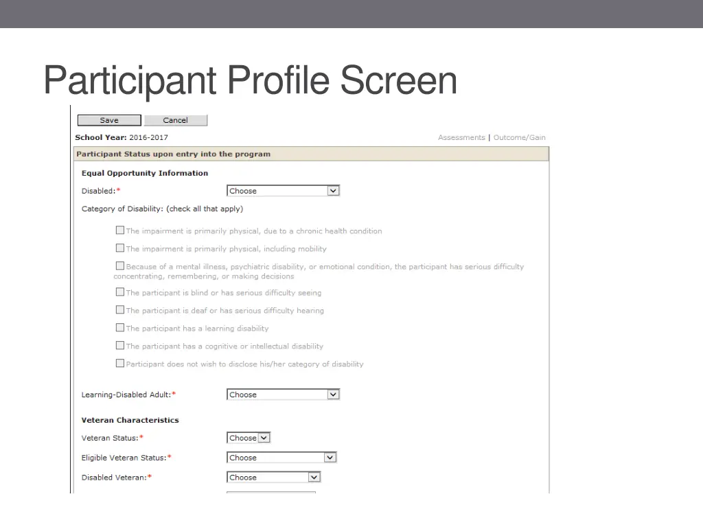 participant profile screen