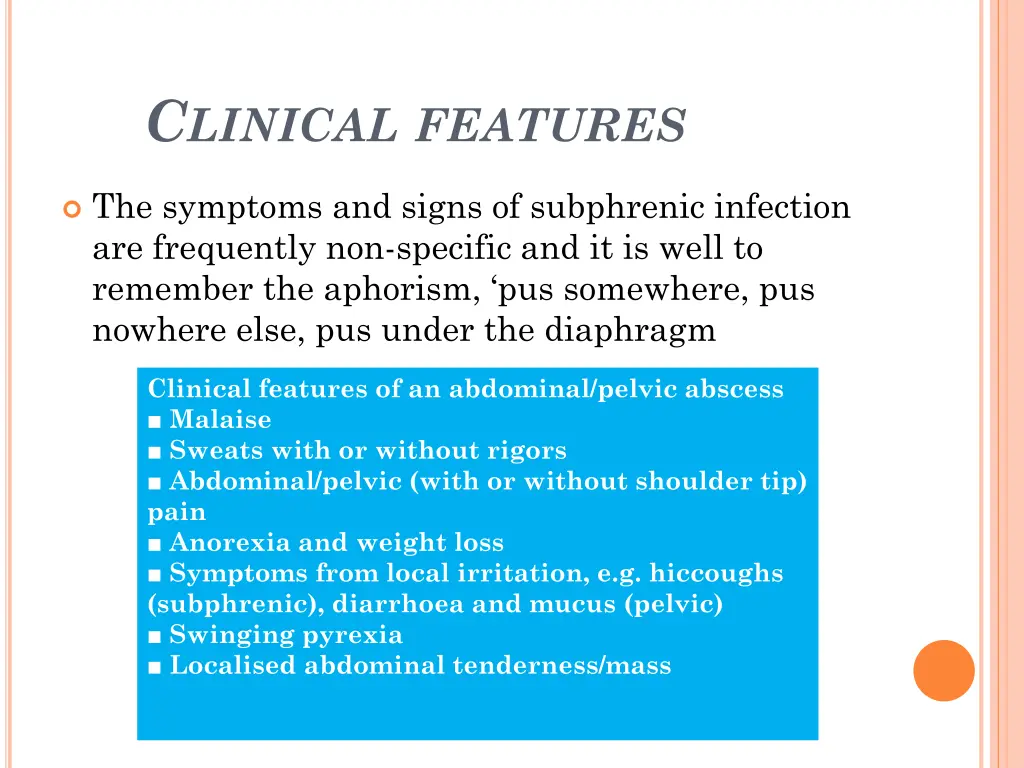 c linical features