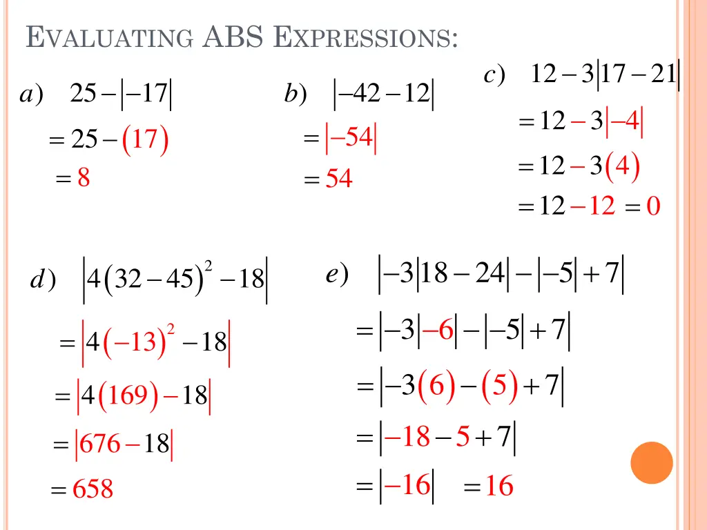e valuating abs e xpressions