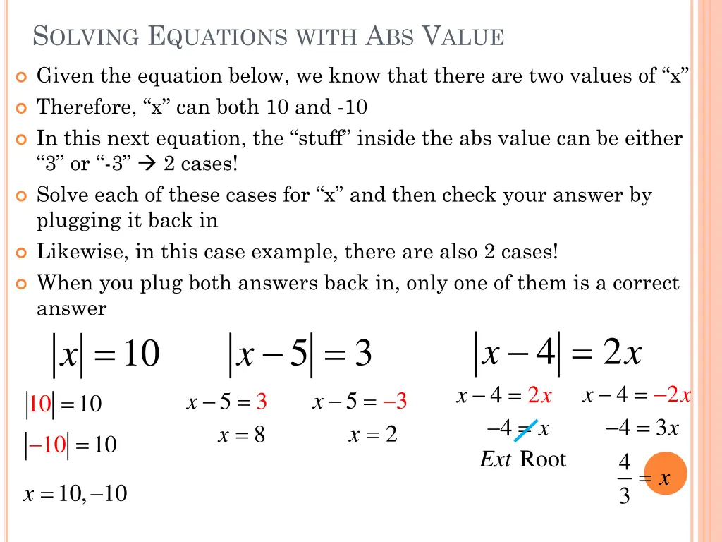 s olving e quations with a bs v alue
