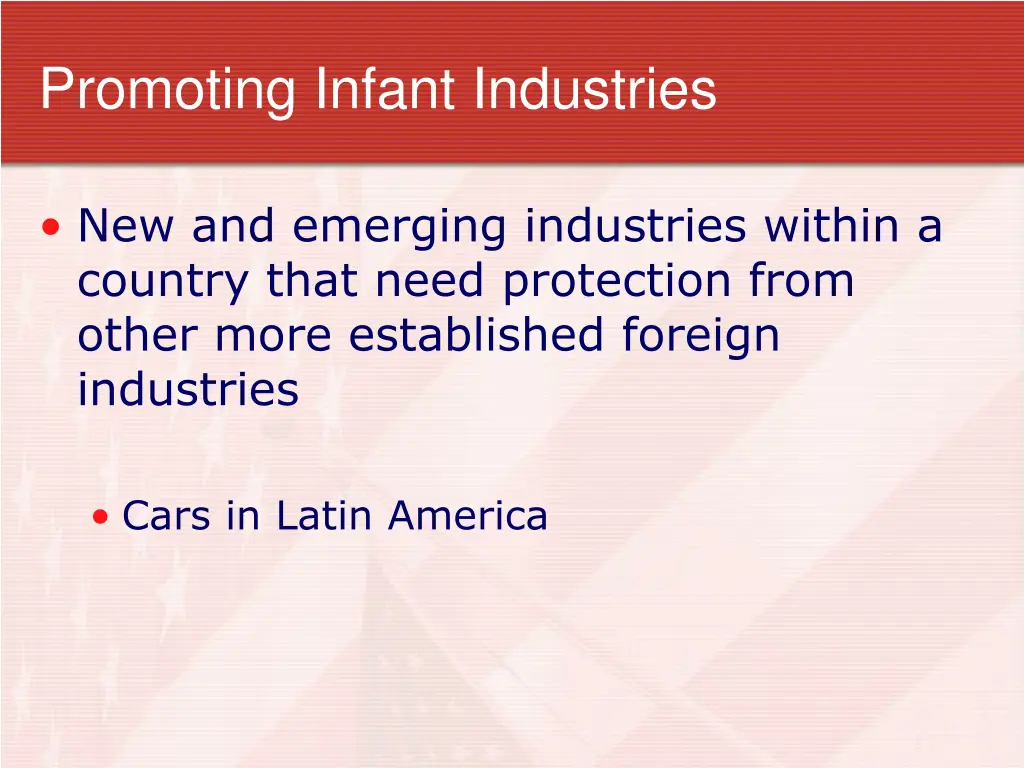 promoting infant industries