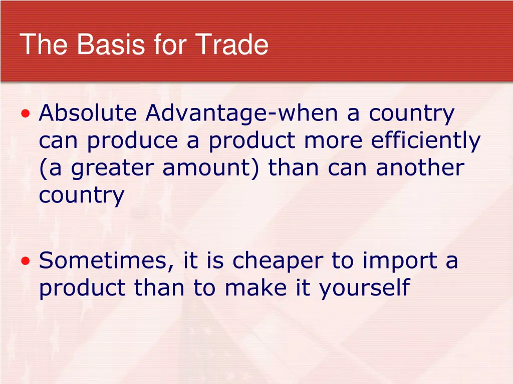 the basis for trade