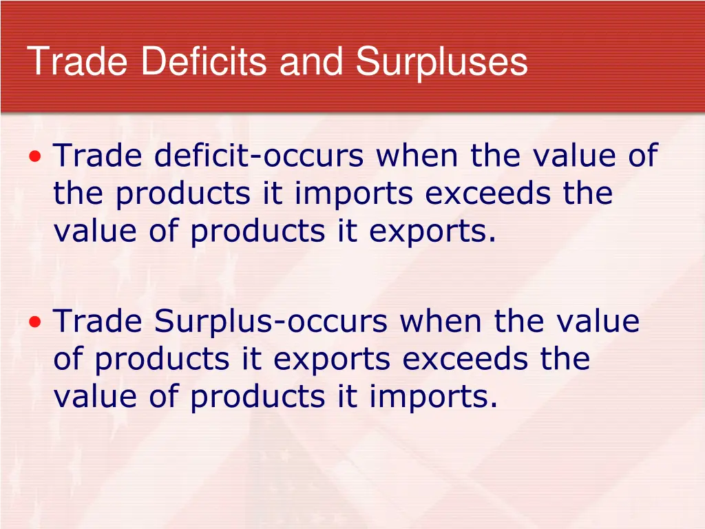 trade deficits and surpluses