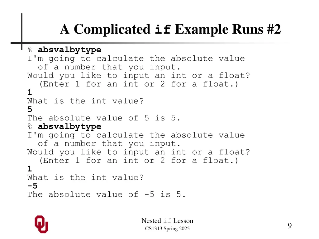 a complicated if example runs 2