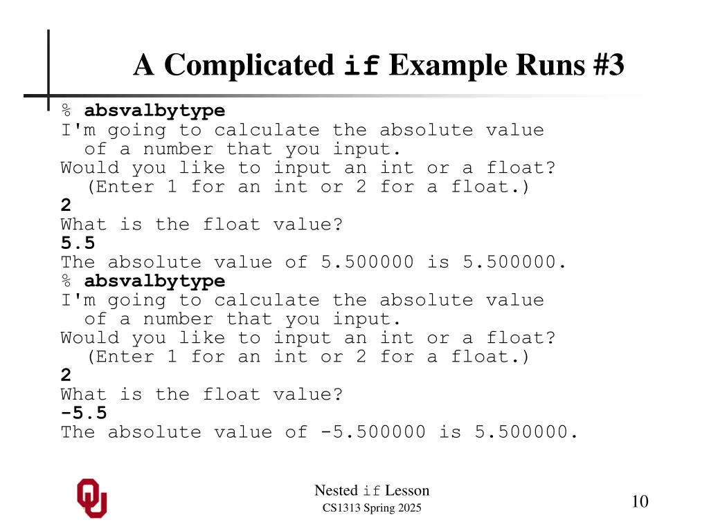 a complicated if example runs 3