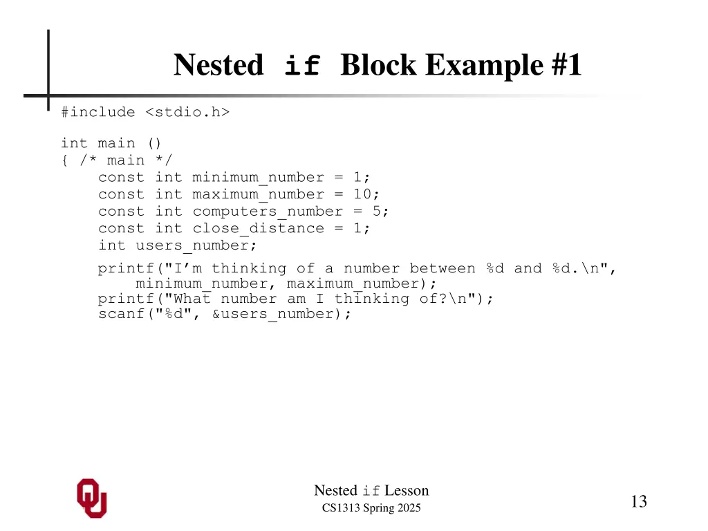 nested if block example 1
