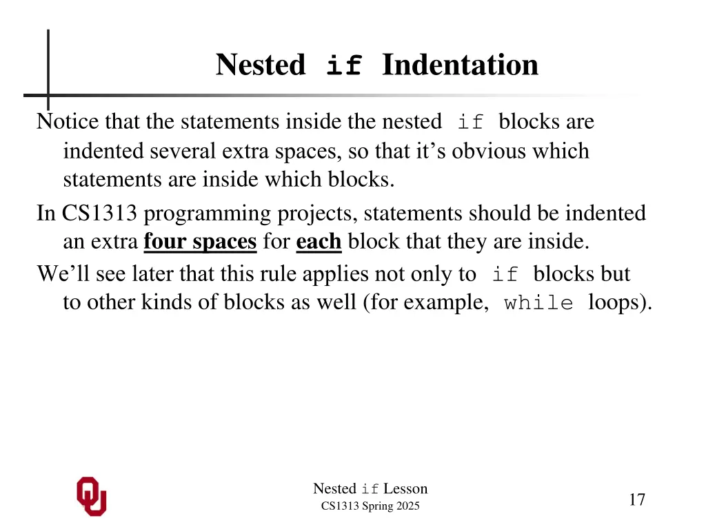 nested if indentation