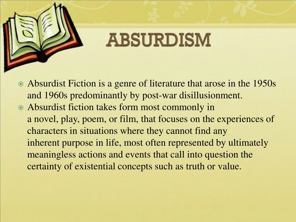 absurdist fiction is a genre of literature that